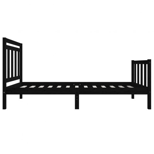 Estructura de cama individual madera maciza negro 75x190 cm M 5