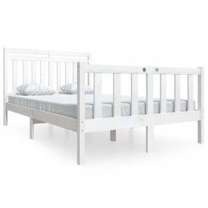 Estrutura de cama dupla de madeira branca maciça 135x190 cm H