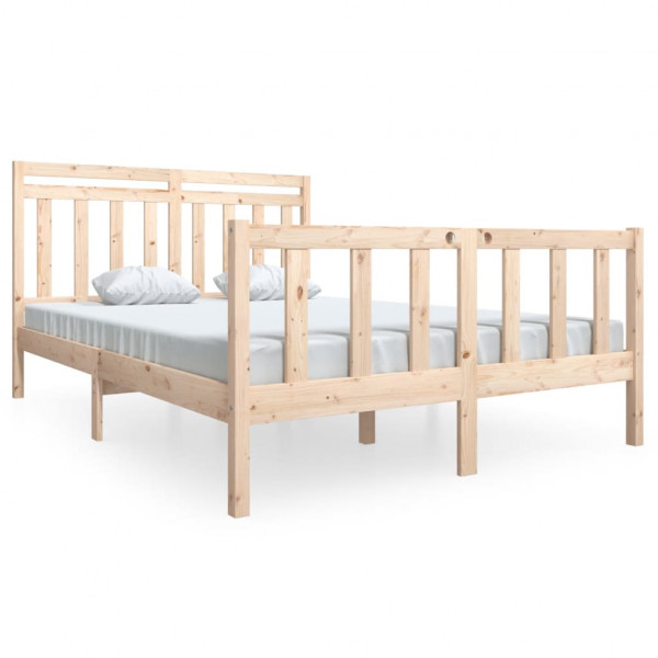 Estructura de cama madera maciza 140x190 cm M 2