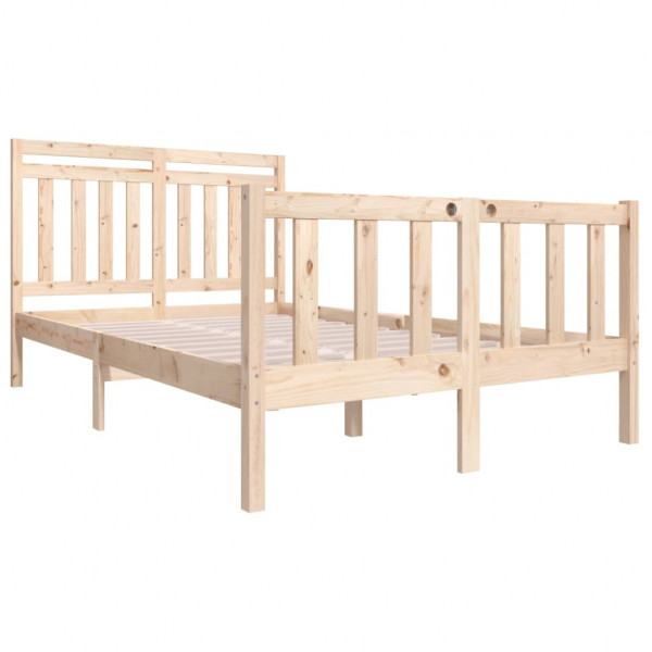 Estructura de cama madera maciza 140x190 cm M 3