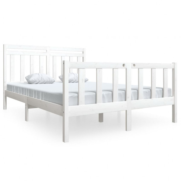 Estructura de cama de madera maciza blanca 140x190 cm M 2