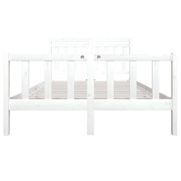 Estructura de cama de madera maciza blanca 140x190 cm M 4