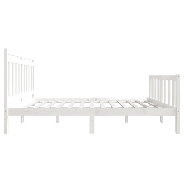 Estructura de cama de madera maciza blanca 140x190 cm M 5