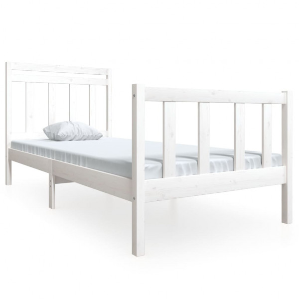 Estructura de cama madera maciza blanca 100x200 cm M 2
