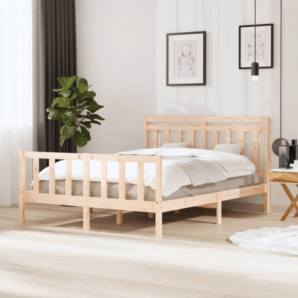 Estructura de cama de madera maciza 150x200 cm D