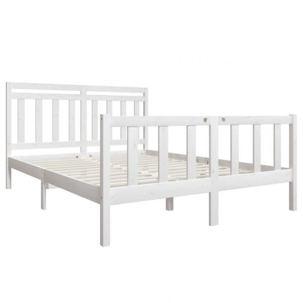 Estructura de cama de madera maciza blanca 160x200 cm M 3
