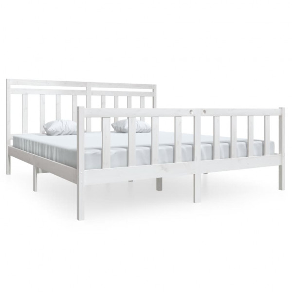 Estructura de cama de madera maciza blanca 180x200 cm M 2