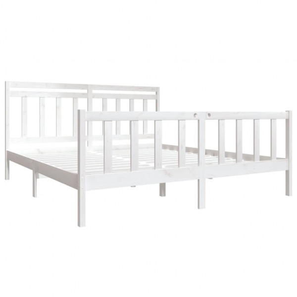 Estructura de cama de madera maciza blanca 180x200 cm M 3