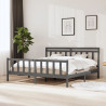 Estructura de cama de madera maciza gris 200x200 cm 1