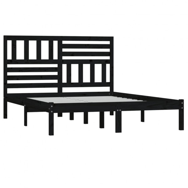 Estructura de cama de madera maciza de pino negra 140x190 cm M 3