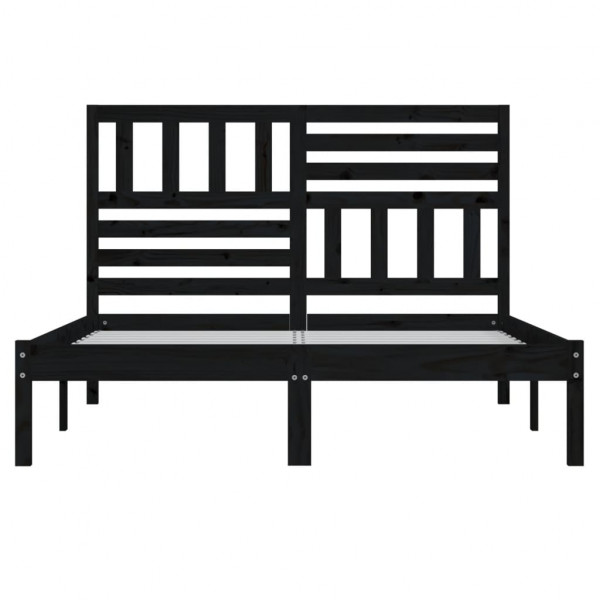 Estrutura de cama 140x190 cm madeira de pinho maciça preto M 4