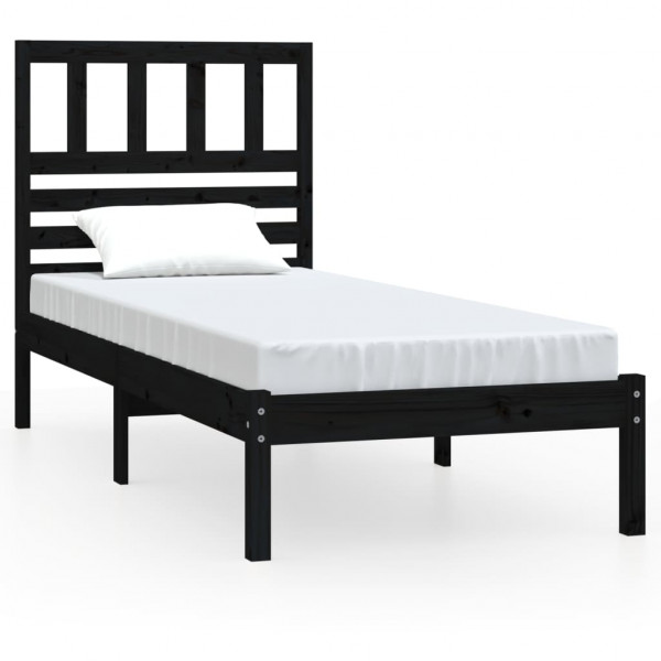 Estructura de cama madera maciza de pino negra 100x200 cm M 2