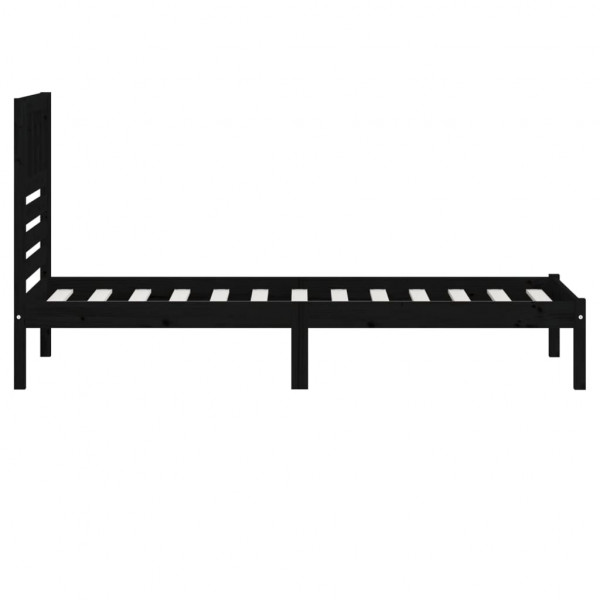 Estructura de cama madera maciza de pino negra 100x200 cm M 5