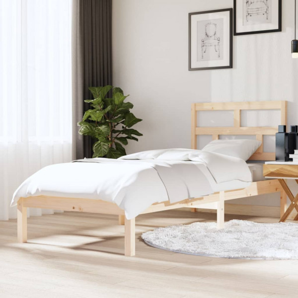 Estructura de cama madera maciza 75x190 cm D