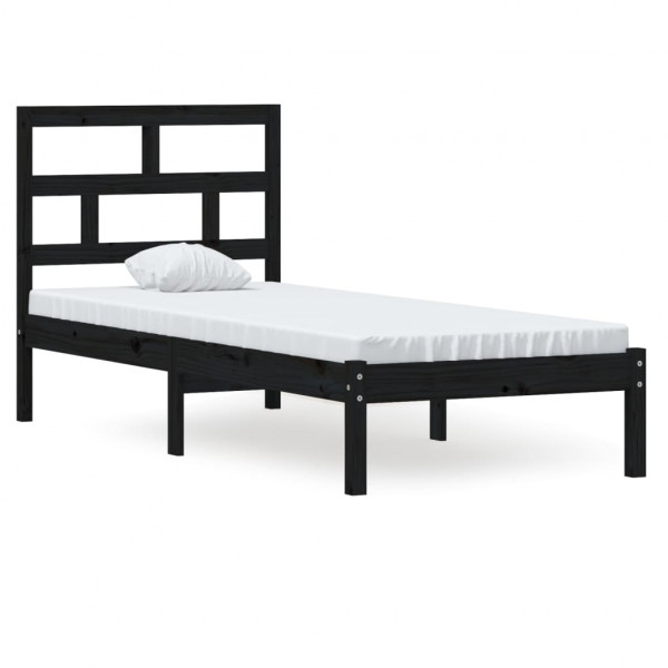 Estructura de cama madera maciza negro 75x190 cm M 2