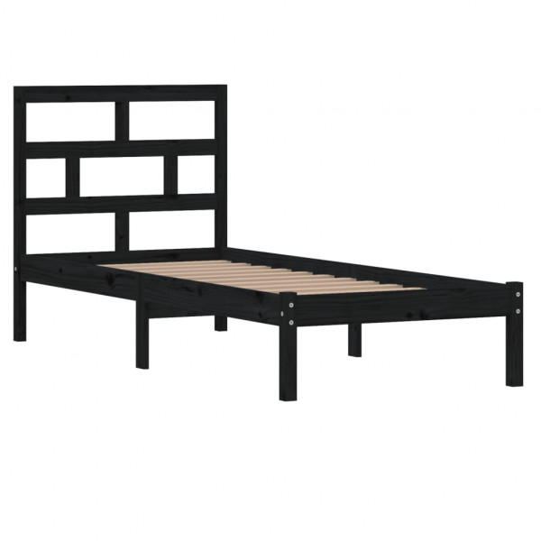 Estructura de cama madera maciza negro 75x190 cm M 3