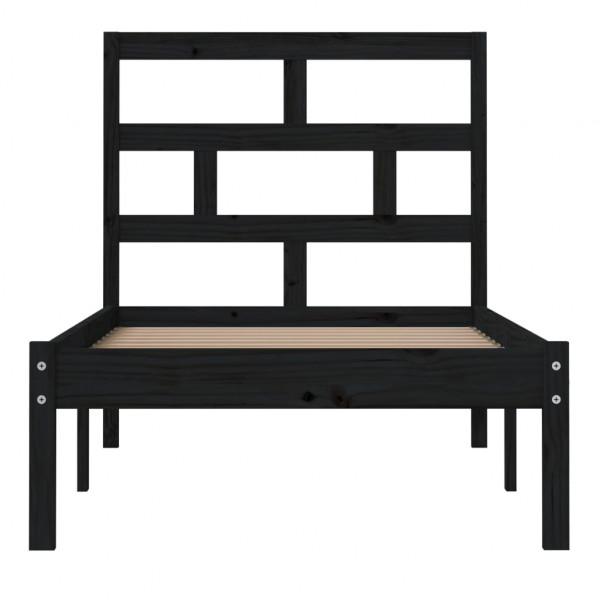 Estrutura cama pequena solteiro 75x190 cm madeira maciça preto M 4