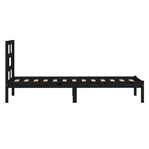 Estructura de cama madera maciza negro 75x190 cm M 5