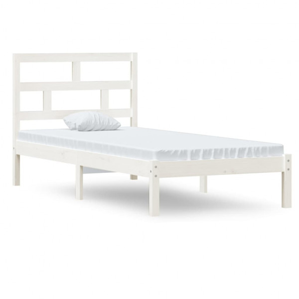 Estructura de cama madera maciza blanco 90x190 cm M 2