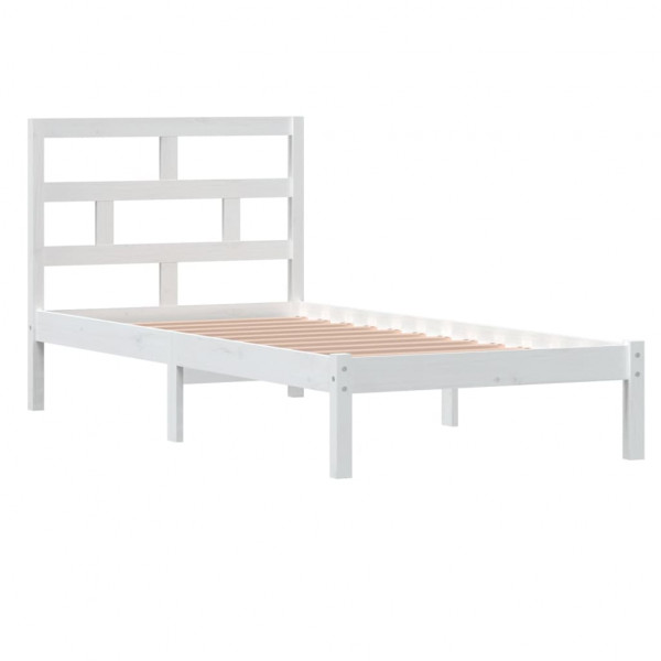 Estrutura de cama solteiro 90x190 cm madeira maciça branco M 3