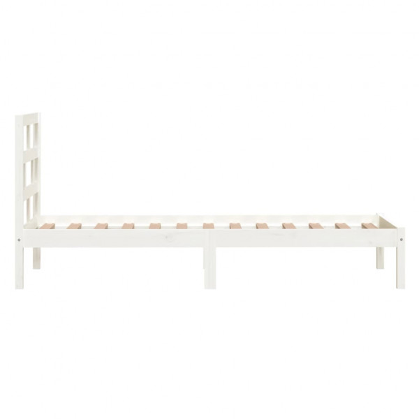 Estrutura de cama solteiro 90x190 cm madeira maciça branco M 5