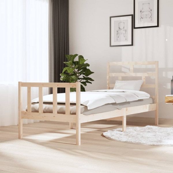Estructura de cama madera maciza de pino 75x190 cm D