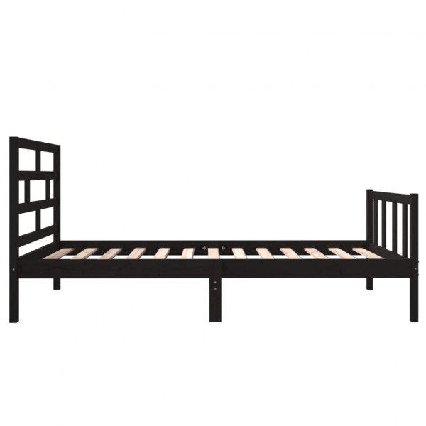 Estrutura de cama pequena solteiro 75x190 cm pinho maciço preto M 5