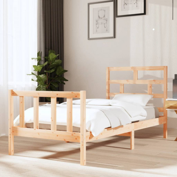 Estructura de cama madera maciza de pino 90x190 cm D