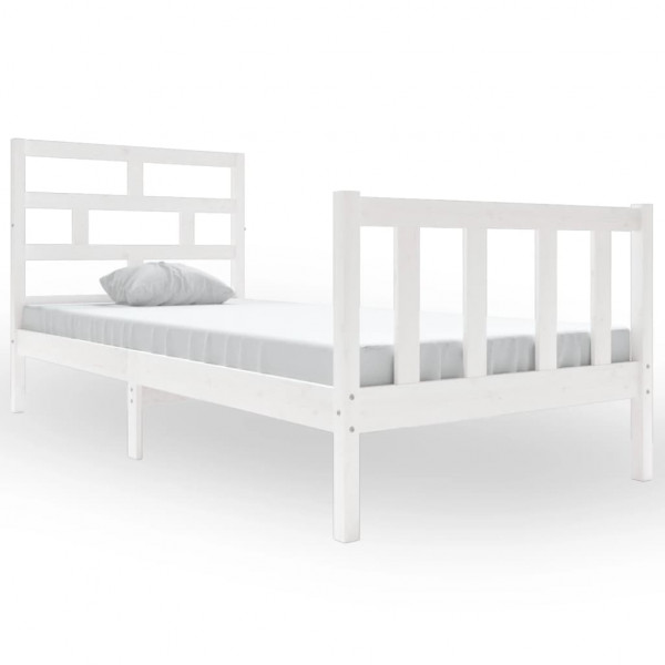 Estructura de cama madera maciza de pino blanco 90x190 cm M 2