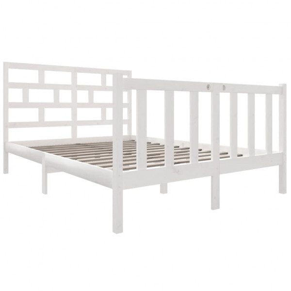 Estrutura de cama pequena casal 120x190 cm pinho maciço branco M 3