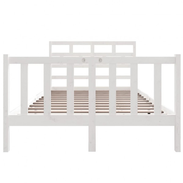 Estrutura de cama pequena casal 120x190 cm pinho maciço branco M 4