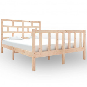 Estructura de cama de madera maciza de pino 135x190 cm H