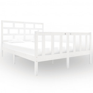 Estrutura de cama casal 135x190 cm pinho maciço branco H