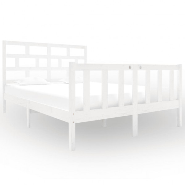 Estructura de cama de madera maciza de pino blanco 135x190 cm M 2