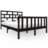 Estrutura de cama casal 135x190 cm pinho maciço preto 2