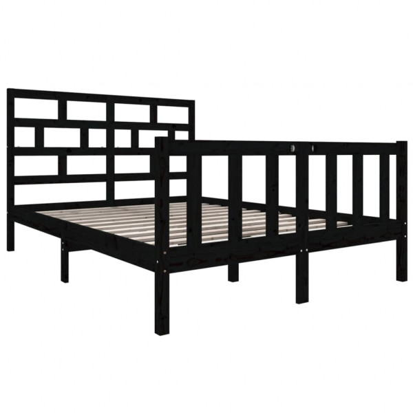 Estructura de cama madera maciza de pino negro 135x190 cm M 3