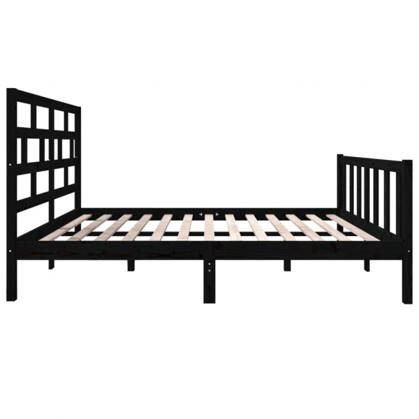 Estructura de cama madera maciza de pino negro 135x190 cm M 5