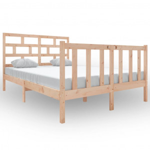 Estructura de cama de madera maciza de pino 140x190 cm H