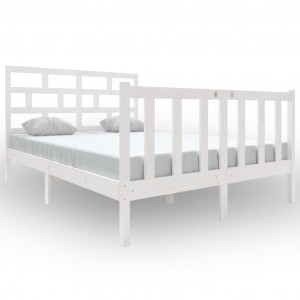 Estrutura de cama 140x190 cm madeira de pinho maciça branco H