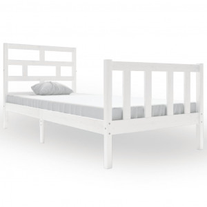 Estrutura de cama 90x200 cm madeira de pinho maciça branco H