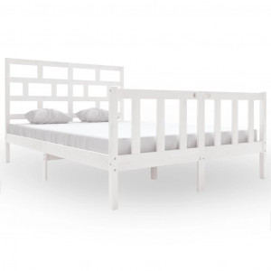 Estructura de cama madera maciza de pino blanco 150x200 cm H