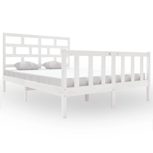 Estructura de cama madera maciza de pino blanco 150x200 cm M 2