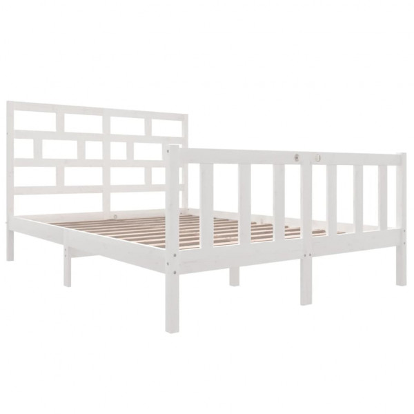 Estrutura de cama king 150x200 cm pinho maciço branco M 3