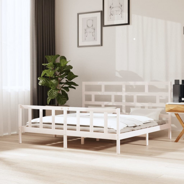Estructura de cama madera maciza de pino blanco 180x200 cm D