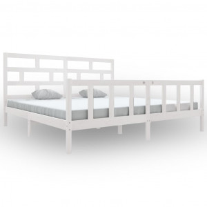 Estrutura de cama super king 180x200 cm pinho maciço branco H