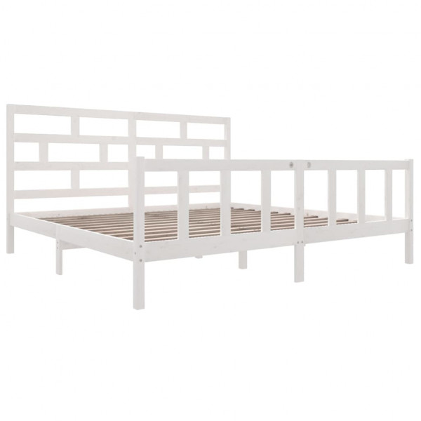 Estructura de cama madera maciza de pino blanco 180x200 cm M 3