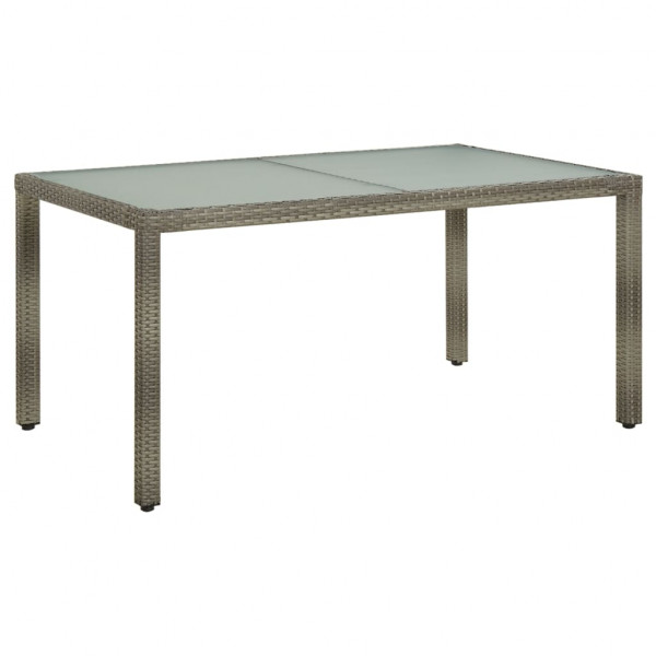 Mesa de jardín vidrio templado ratán sintético gris 150x90x75cm D