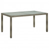 Mesa de jardín vidrio templado ratán sintético gris 150x90x75cm 1