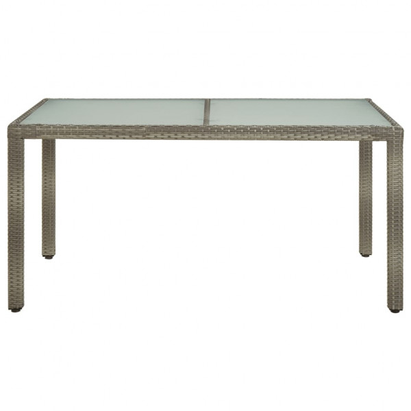 Mesa de jardín vidrio templado ratán sintético gris 150x90x75cm M 2