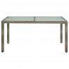 Mesa de jardín vidrio templado ratán sintético gris 150x90x75cm 2